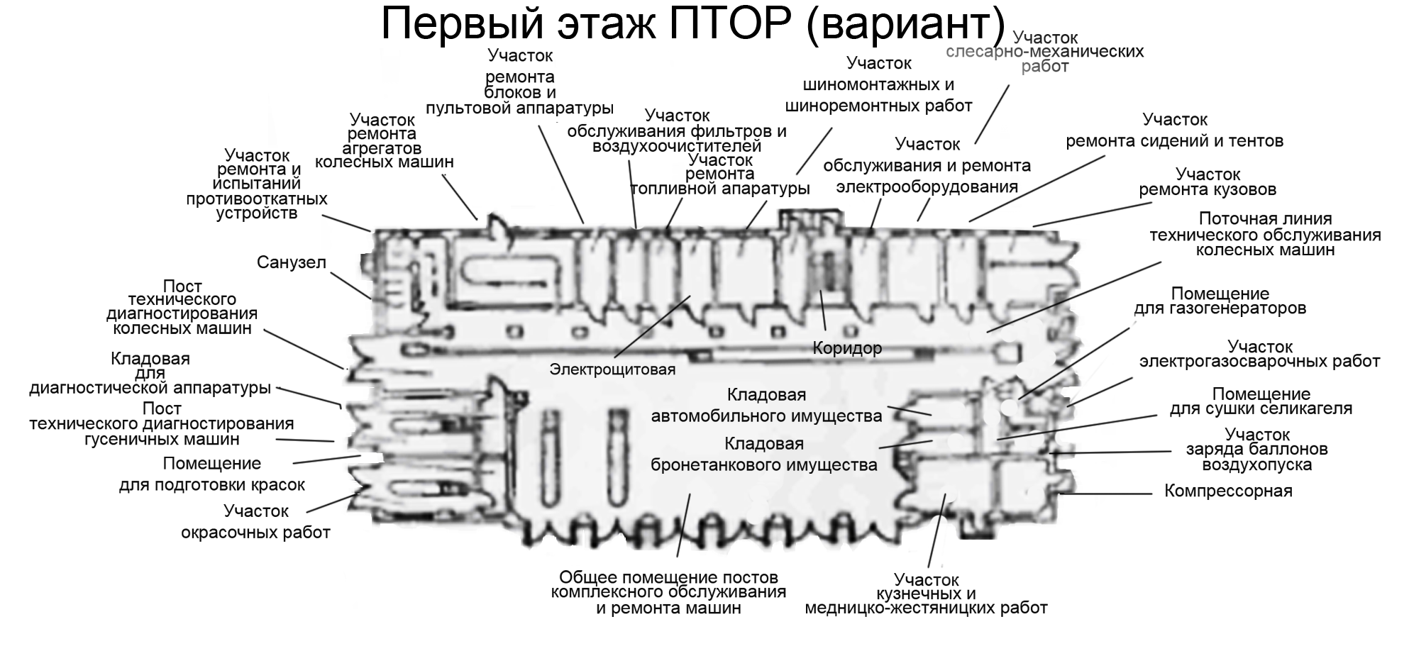 Планировка первого этажа ПТОР